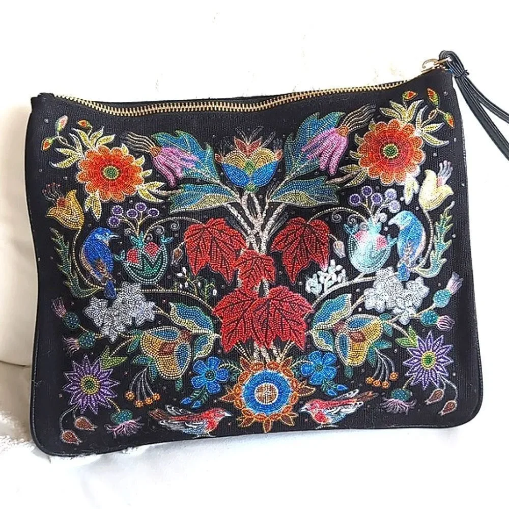 Ela +Belcourt Artisan Collection Canvas Clutch... Limited Edition